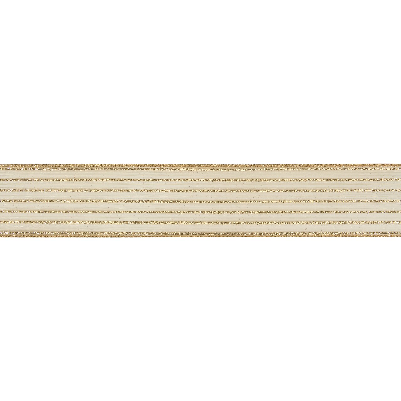 Northlight Gold Glitter Striped Christmas Wired Craft Ribbon 2.5" x 10 Yards